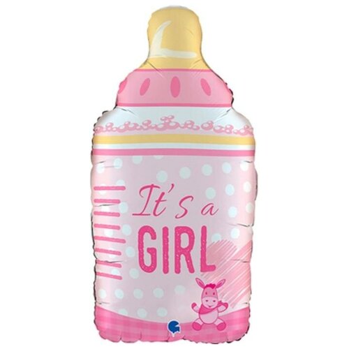 фото Шар фольгированный 29" фигура "iit’s a girl бутылка розовая" mikimarket