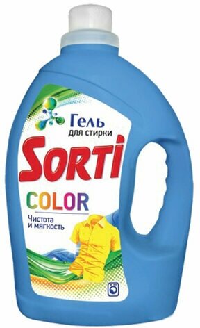 Средство для стирки жидкое 3кг SORTI Color, гель, ш/к 97449