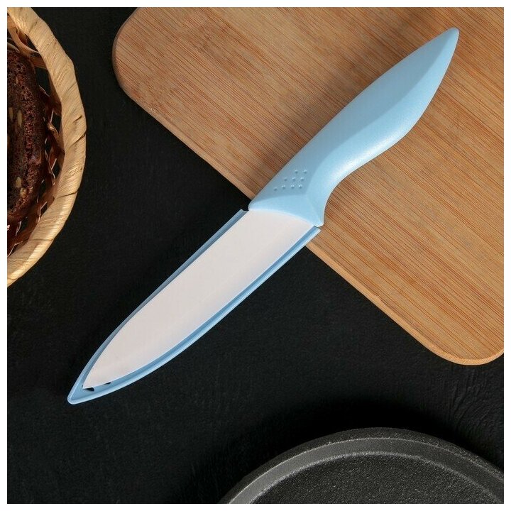 Нож керамический "Острота" лезвие 125 см цвет голубой