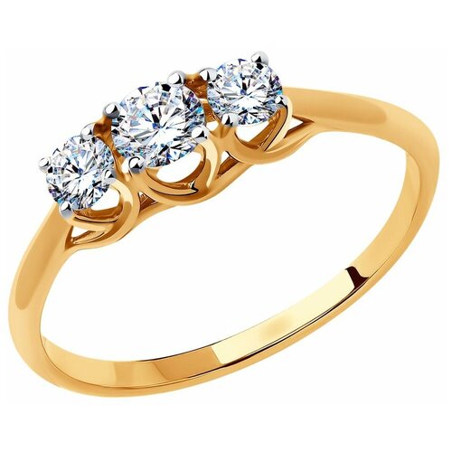 фото Diamant кольцо из золота с фианитами 51-110-00790-1, размер 18.5