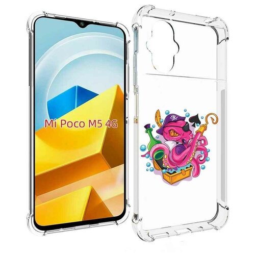 Чехол MyPads осьминог пират детский для Xiaomi Poco M5 задняя-панель-накладка-бампер