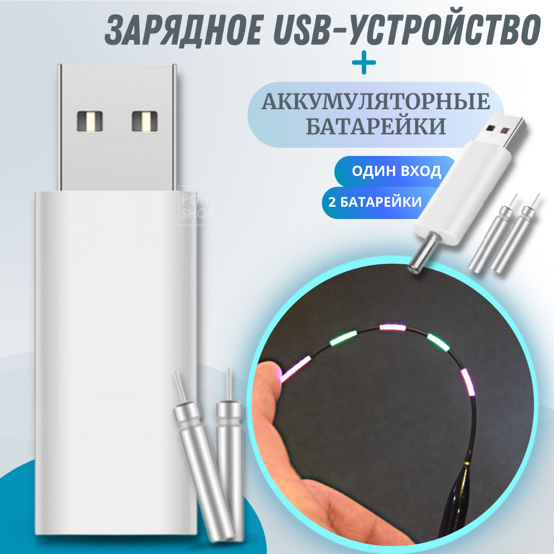 Зарядное USB-устройство Элемент питания CR425 для умных светящихся LED поплавков один вход  2 батарейки