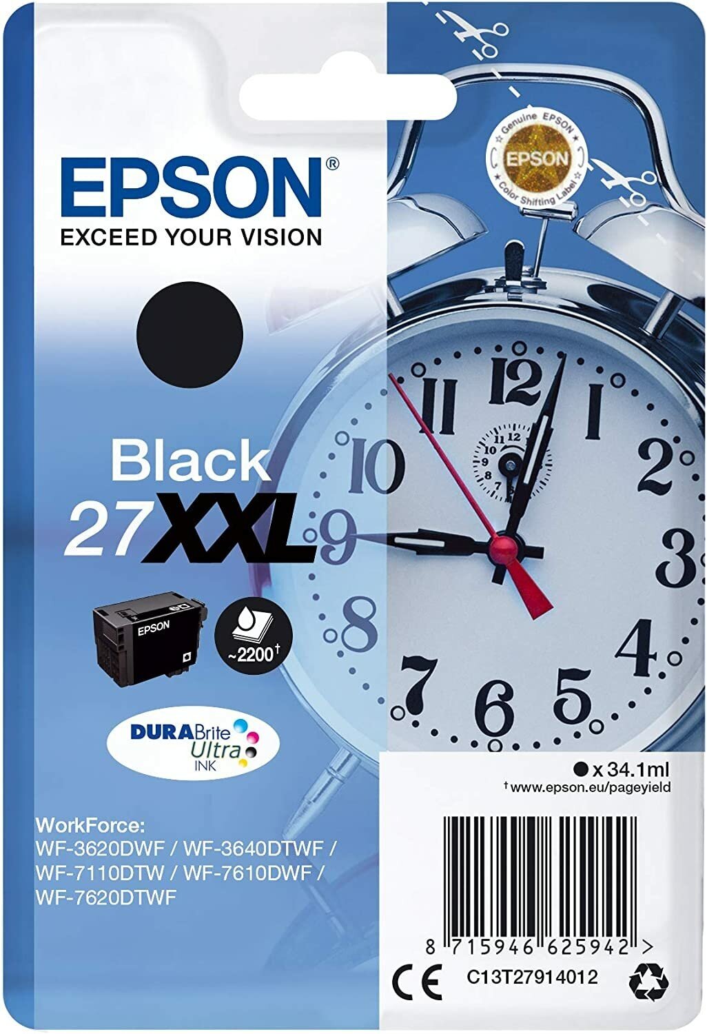 Картридж струйный Epson C13T27914012, 34.1 мл, 2200 к, черный