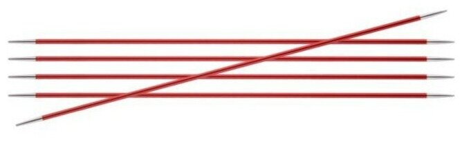 47003 Knit Pro Спицы чулочные для вязания Zing 2,5мм/15см, алюминий, гранатовый, 5шт