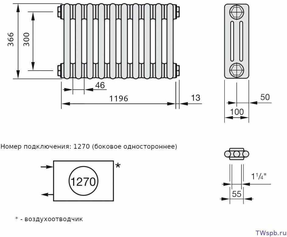 Стальной трубчатый радиатор Zehnder 3037 Carleston 22 секции - фото №5