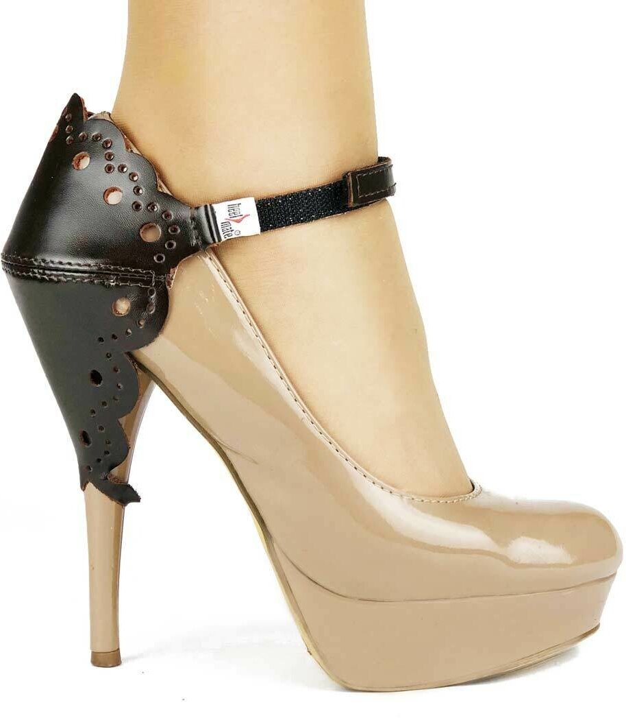 Автопятка для женской обуви на каблуке ажурная коричневая