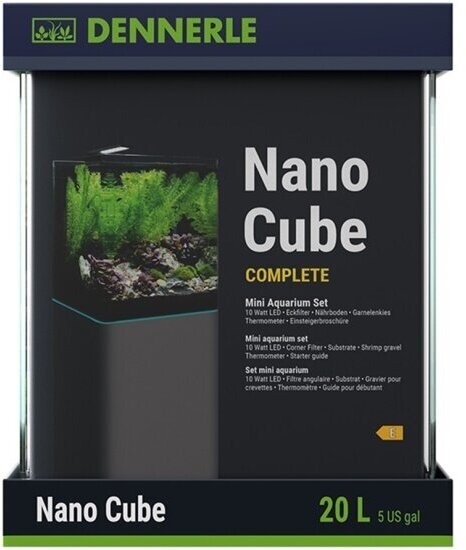 Аквариум Dennerle Nano Cube Complete в комплекте фильтр, освещение, питательная подложка , кварцевый грунт и термометр, 20 литров