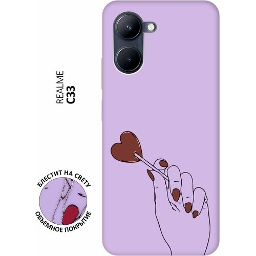 Силиконовый чехол на realme C33, Рилми С33 Silky Touch Premium с принтом Heartbreaker сиреневый силиконовый чехол на realme 11 рилми 11 silky touch premium с принтом heartbreaker сиреневый