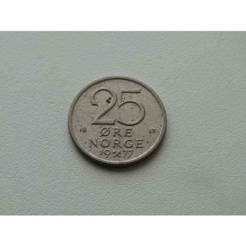 Монета. Норвегия. 25 эре 1977