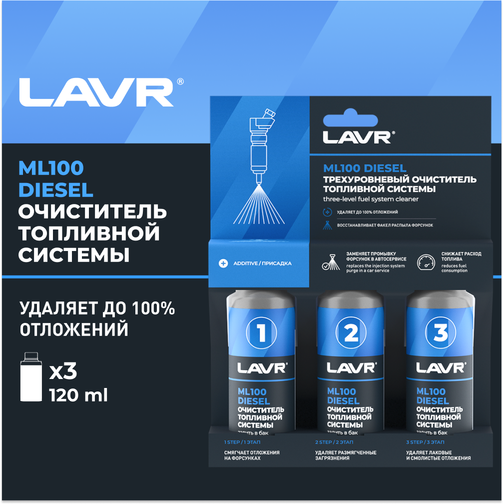 LAVR Трехуровневый очиститель топливной системы ML100 DIESEL