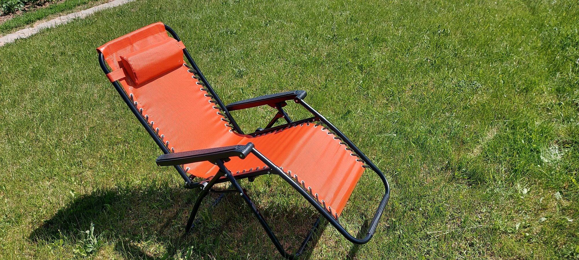 Раскладное кресло-шезлонг Люкс с подножкой оранжевое - фотография № 6