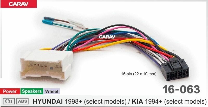 Адаптер CARAV 16-063 дополнительное оборудование для подключения 7/9/10.1 дюймовых автомагнитол на автомобили HYUNDAI 1998+ (select models)