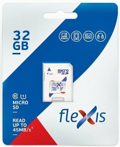 Карта памяти 32Gb MicroSD Flexis + SD адаптер (FMSD032GU1A)