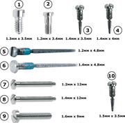 Набор винтов OptiTech для дужек оправ очков, серебристые, 10 шт.
