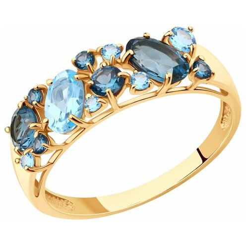 фото Sokolov кольцо из золота 585 пробы с синими топазами 714174, размер 16