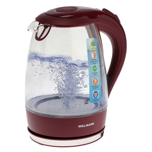 Чайник электрический WILLMARK WEK-1708G стекло 17 л 2200 Вт LED-подсветка 198300₽