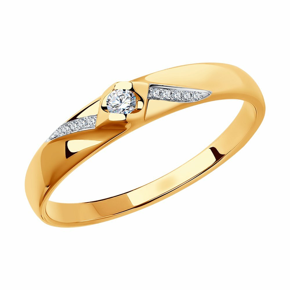 Кольцо обручальное Яхонт, красное золото, 585 проба, бриллиант