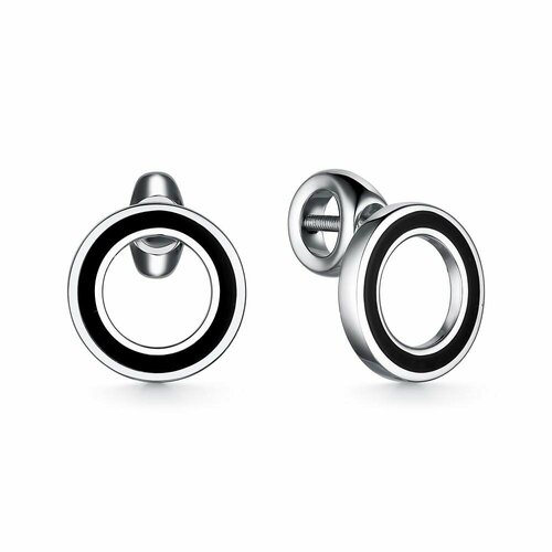 Серьги Яхонт, серебро, 925 проба, эмаль, черный