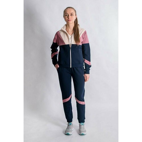 Костюм спортивный Bilcee, размер 44, синий, розовый костюм bilcee олимпийка и брюки спортивный стиль свободный силуэт карманы размер 46 бежевый