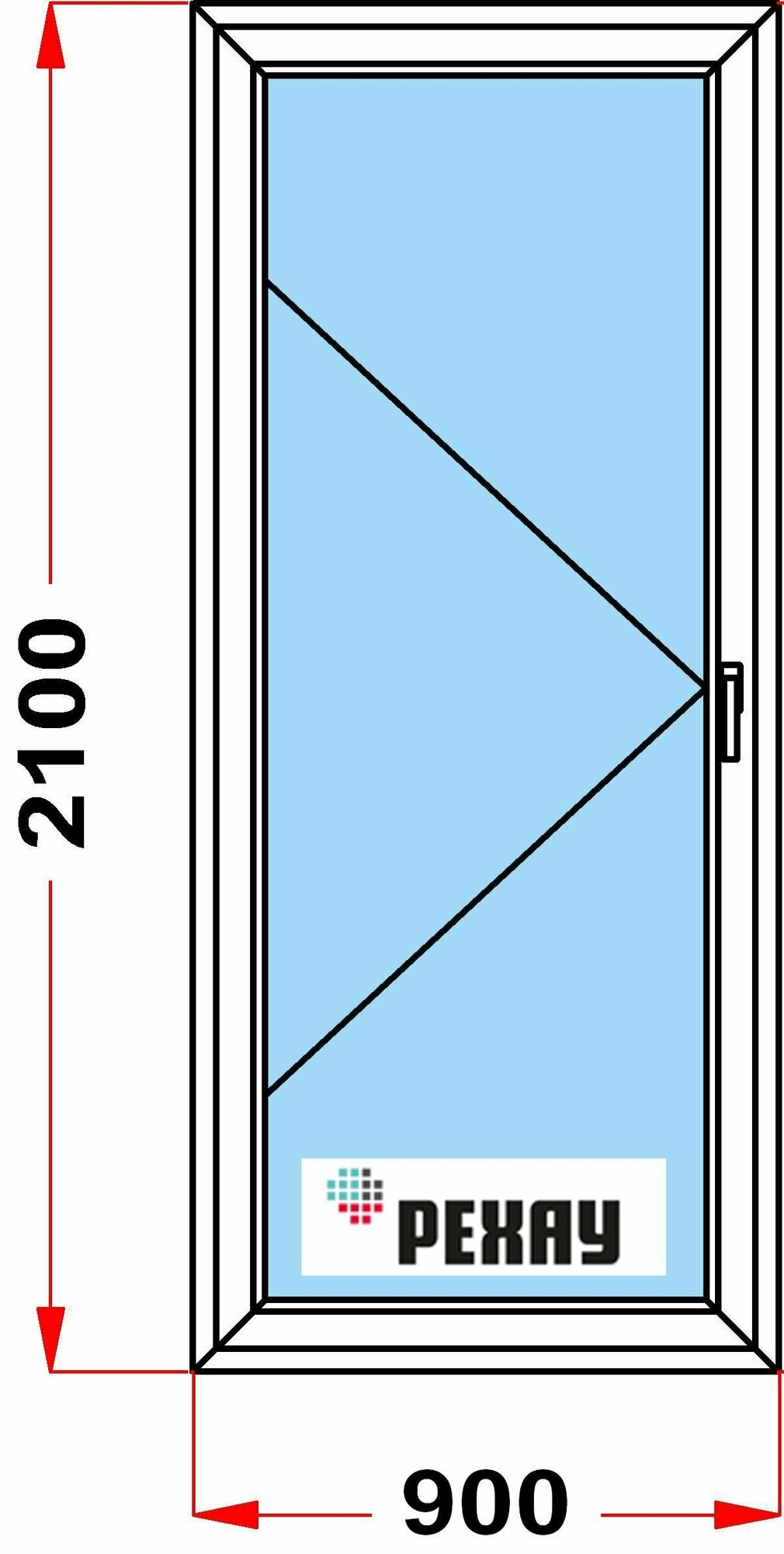 фото Балконная дверь из профиля рехау BLITZ (2100 x 900) 50, с поворотной створкой, 3 стекла, левое открывание