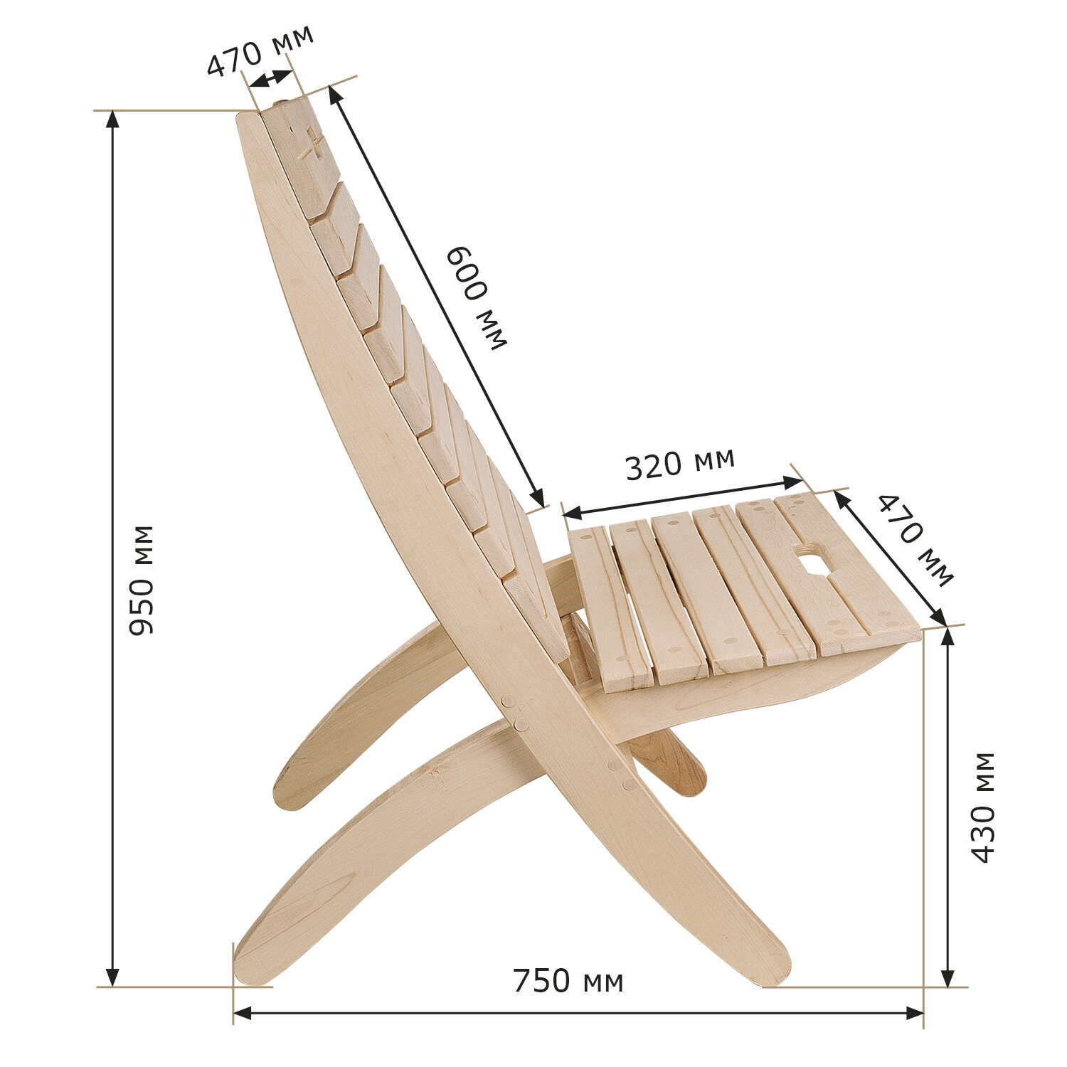 Стул деревянный складной сосна для бани, дачи, беседки - фотография № 3