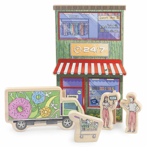 Игровой набор Город Магазин деревянные развивающие игрушки для детей Nobikum