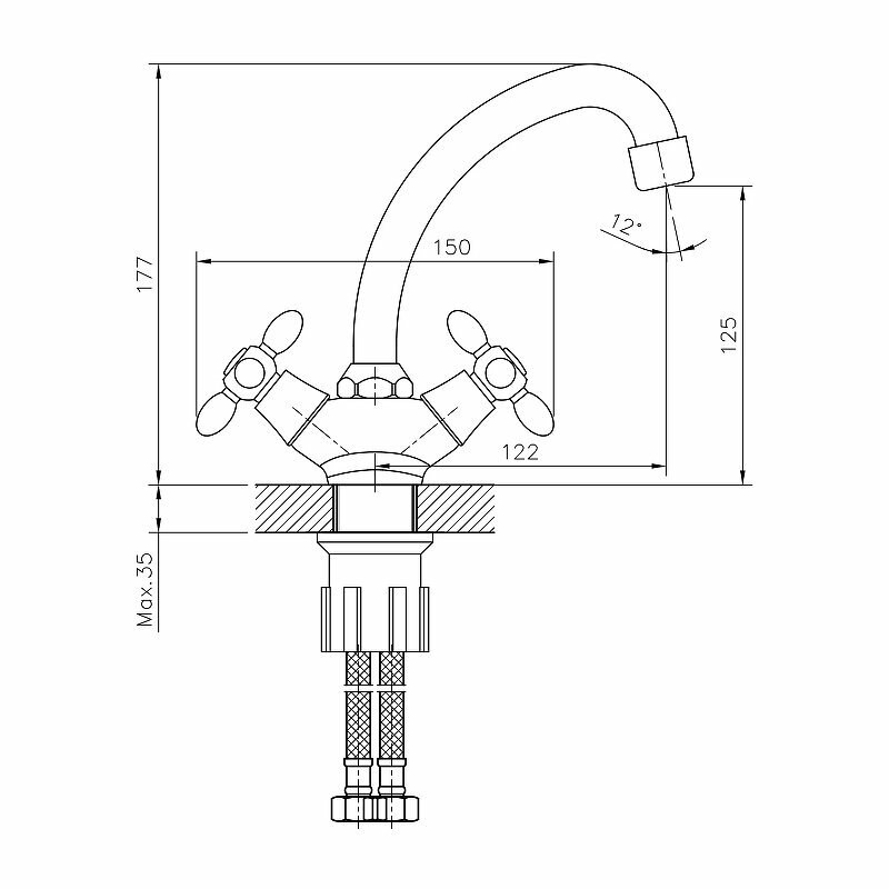 Смеситель для умывальника монолитный Decoroom DR53012