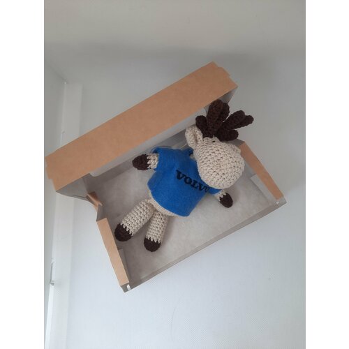 Брелок лосьcom вязаная фактура Volvo коричневый бежевый 3576₽