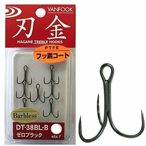 Крючки Vanfook тройные DT-38BL-B Zero Black #12 (7шт) (Barbless)