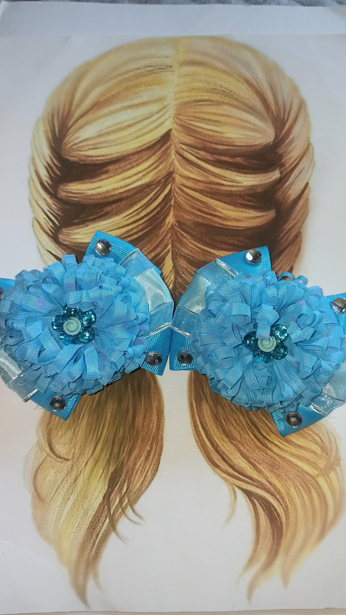 Банты голубые для волос для девочек 2 штуки