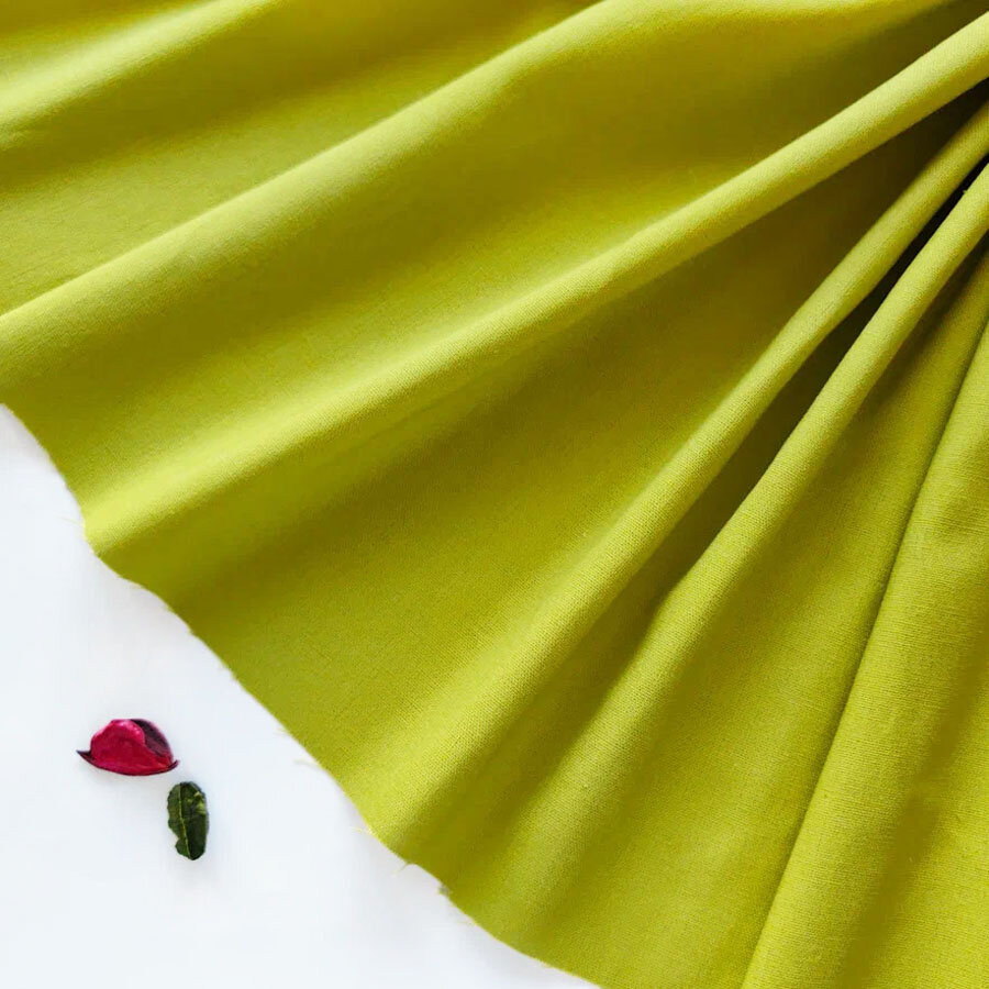 Ткань лен с вискозой для шитья платья, юбки, костюма, рубашки, шорт, брюк цвета шартрез, 1 м х 137 см
