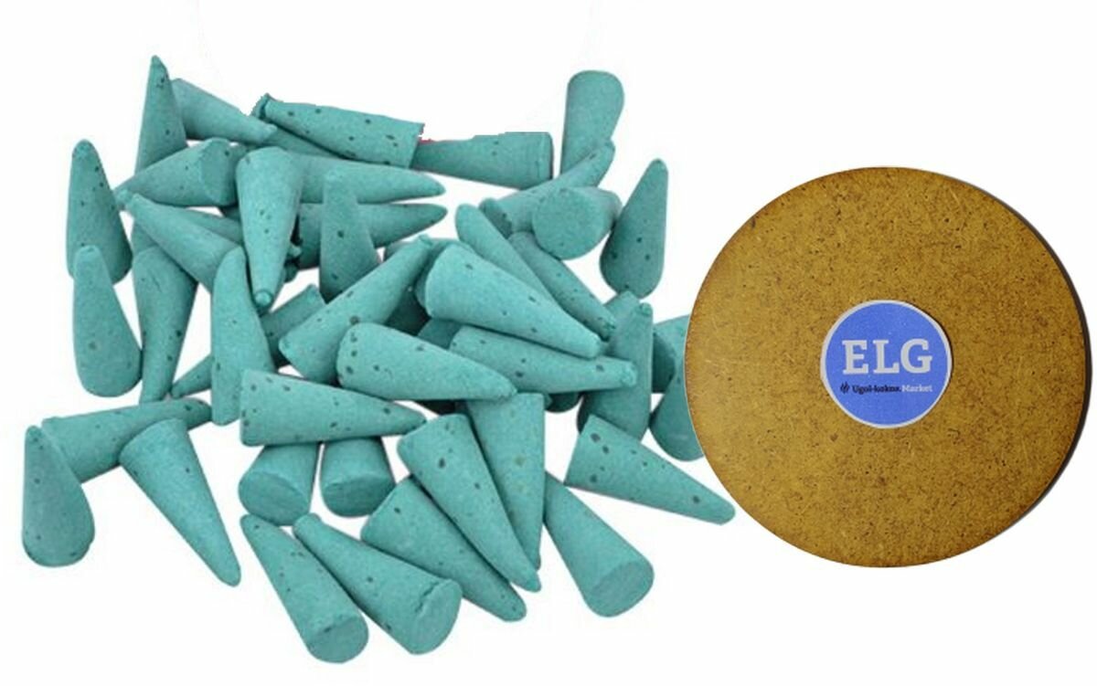 фото Благовония конусные 40шт Зеленый чай + подставка ELG