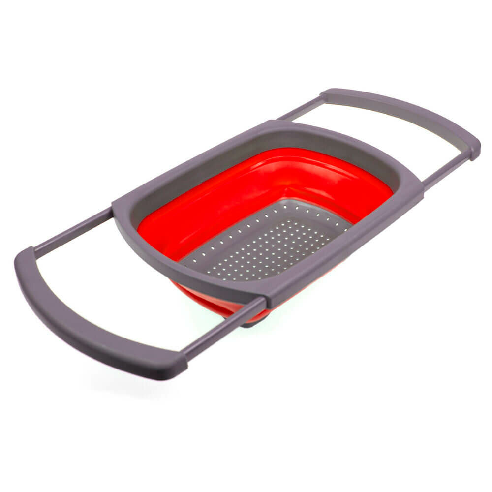 Дуршлаг 4л Bradex складной прямоугольный телескопическая ручка красный силикон tk 0398