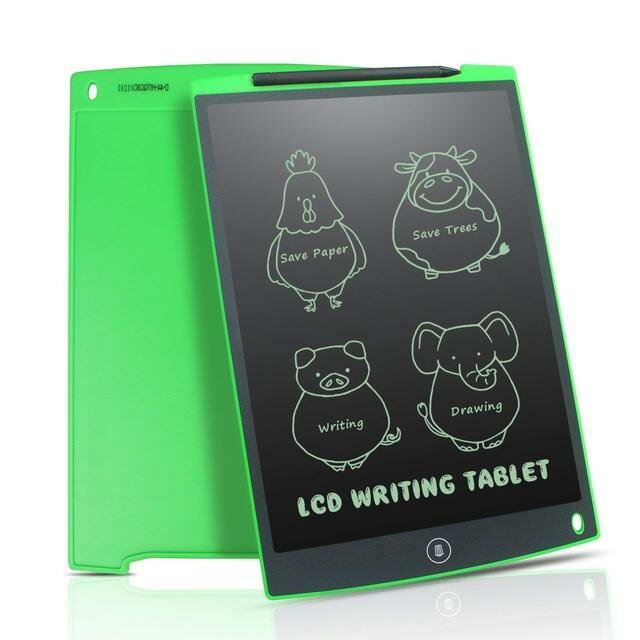 Графический планшет для рисования детский LCD Writing Tablet 12 дюймов со стилусом зеленый / Интерактивная доска / Планшет для рисования / Электронный блокнот