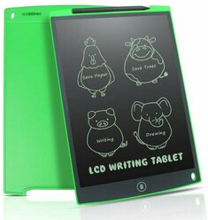 Графический планшет для рисования детский LCD Writing Tablet 12 дюймов со стилусом, зеленый / Интерактивная доска / Планшет для рисования / Электронный блокнот