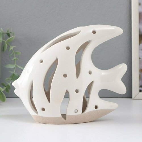 Подсвечник керамика Рыба Скалярия песочно-белый 183х73х16 см 1110₽