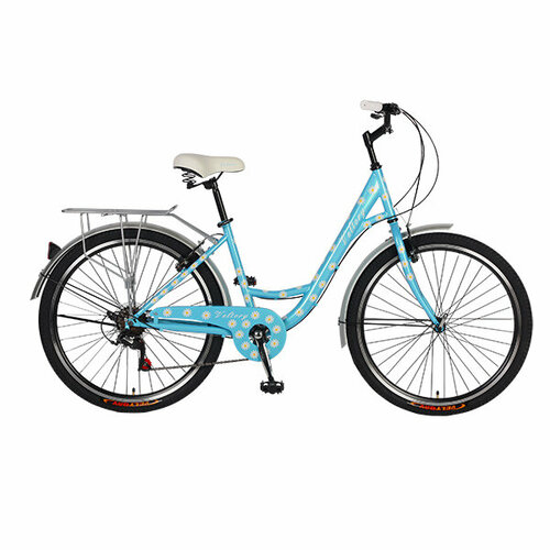 Велосипед женский городской VELTORY 26V-415 голубой 26 колесо стальная рама 1518000₽