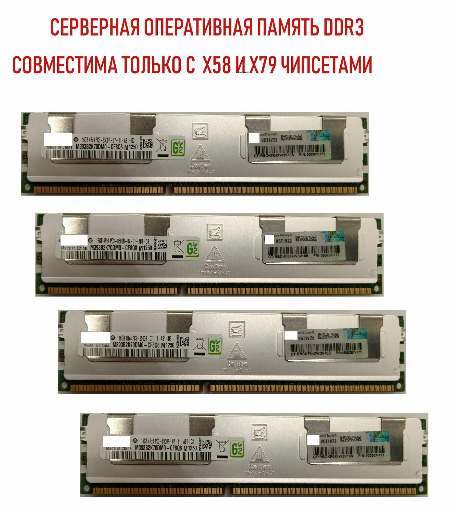 Оперативная память DDR3 ECC REG 4*16 ГБ 1066MHz, 4 (четыре) модуля в комплекте