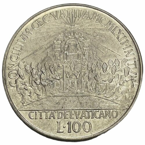 Ватикан 100 лир 1962 г. (MCMLXII) (Второй Вселенский собор) клуб нумизмат монета 75 песет экваториальной гвинеи 1970 года серебро иоанн xxiii