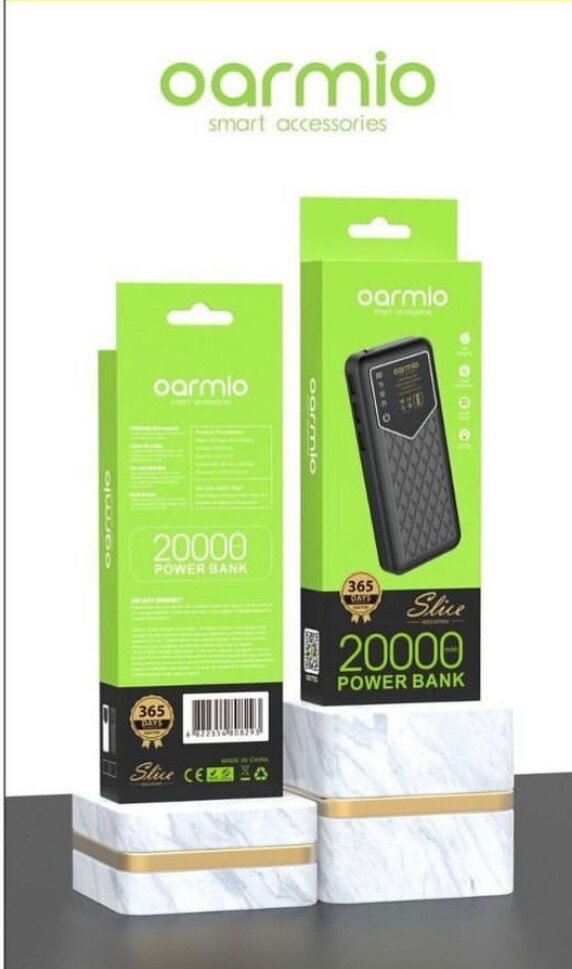 Power bank Oarmio M197A 20000 mAh 2 USB с фонариком черный