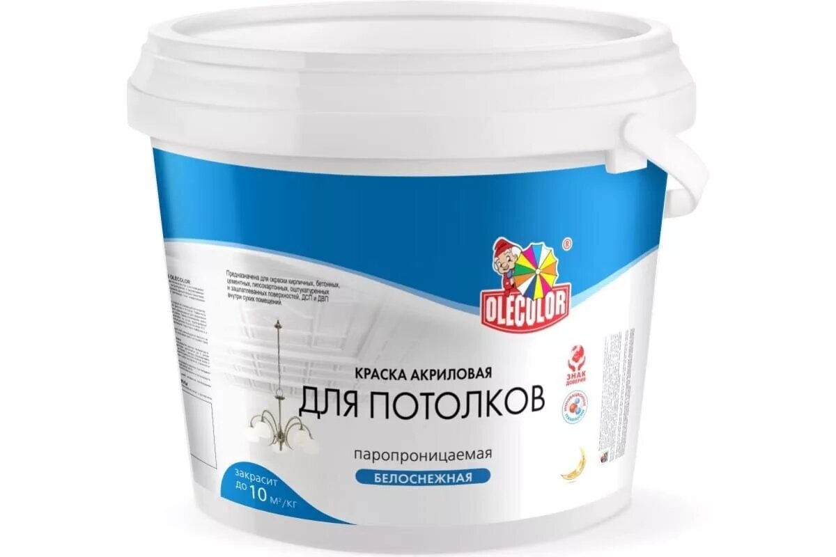 Краска водно-дисперсионная для потолков Olecolor белая матовая (14 кг)