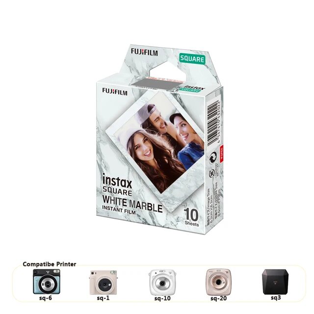 Оригинальная пленка Fujifilm Instax с квадратными белыми краями, 10/20 листов, WHITE MARBLE