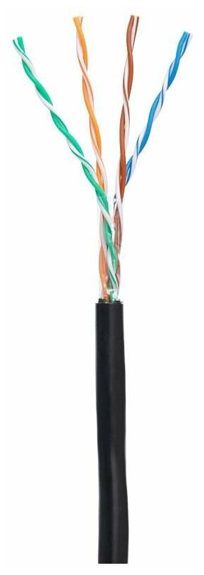 Кабель NETLAN EC-UU004-5E-PE-BK U/UTP 4 пары, Кат.5е, 100МГц, одножильный, внешний, PE -40C, черный, 305м — фото 1