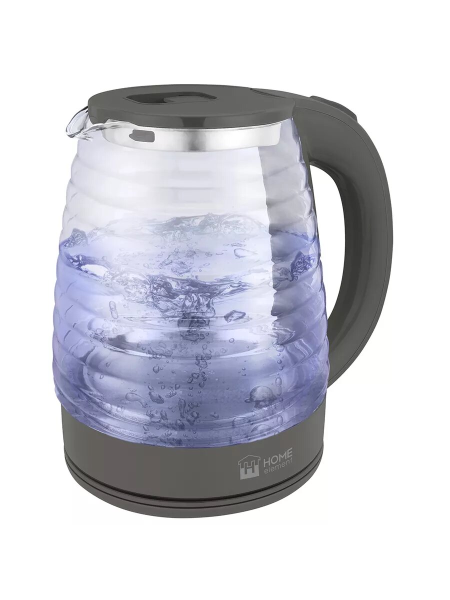 Электрический чайник HOME ELEMENT HE-KT2307 серый гранит стеклянный с подсветкой, 2л
