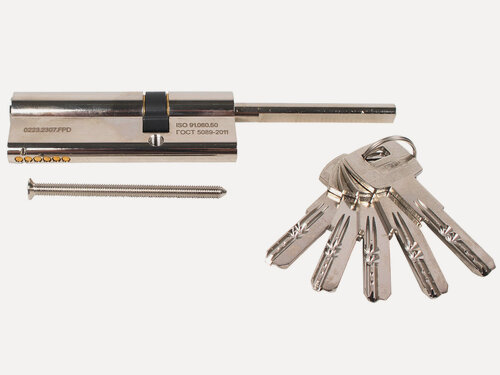 Изображение товара Цилиндровый механизм Apecs SM-85 (30S/55)-S/65-NI латунь никель ключ-шток 2 класс 5 ключей