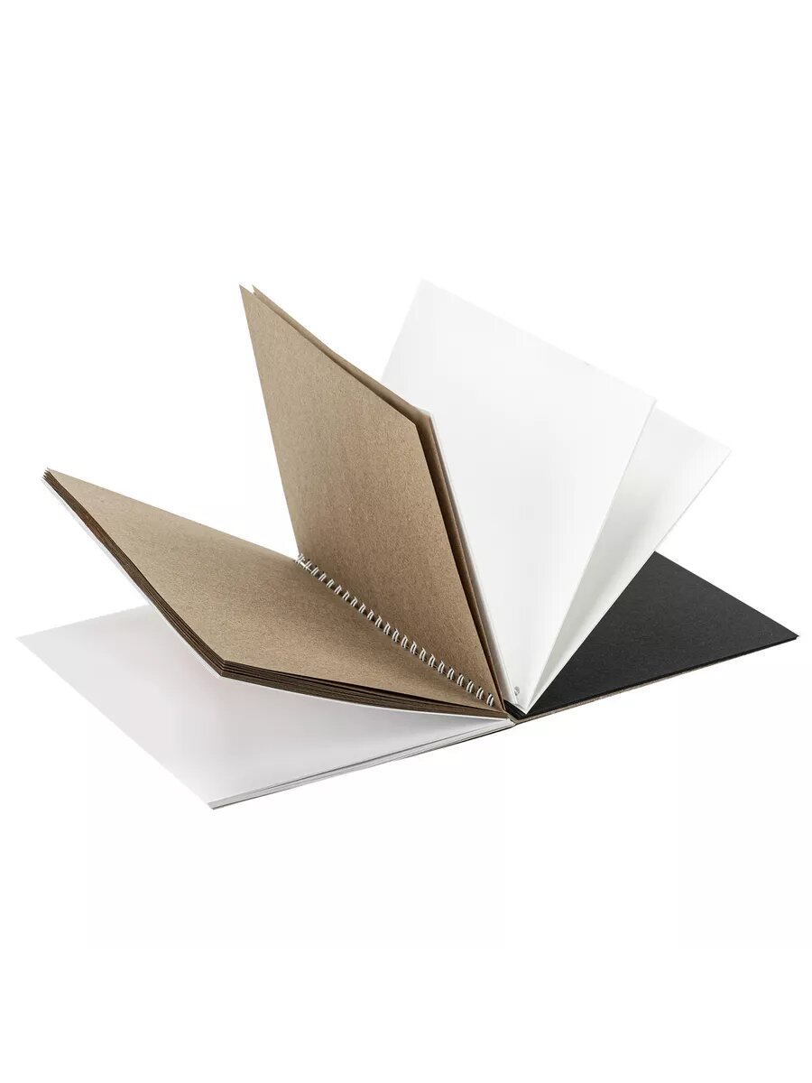 Скетчбук BRAUBERG, формат A5, 60 листов, 4 вида бумаги, 30 гелевых ручек в подарок — фото 1