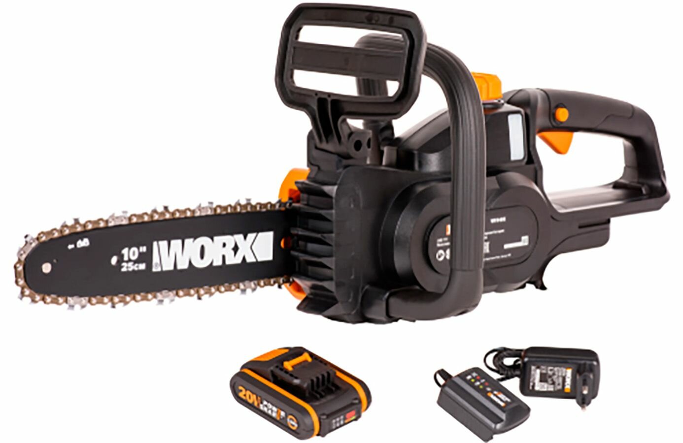 Воркс WP340E аккумуляторная пила 20В шина 25см АКБ и ЗУ в комплекте