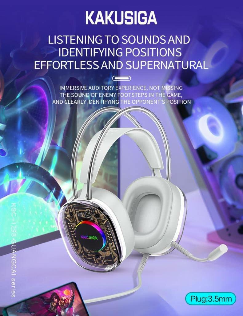 Игровые наушники KAKUSIGA — RGB-подсветка, HD-микрофон, 50-мм басовый динамик ksc-1298