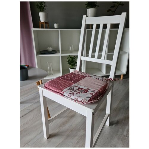 фото Сидушка 27/38x38x3, хлопок, бело-розовый linen way