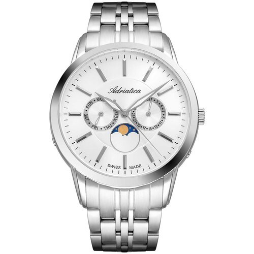 Наручные часы Adriatica Moonphase for him, серебряный, белый